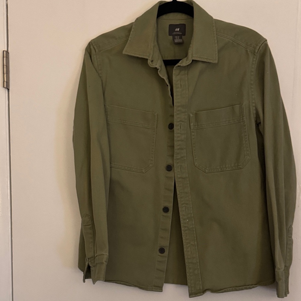H&M Men's Khaki Green Shirt Jacket